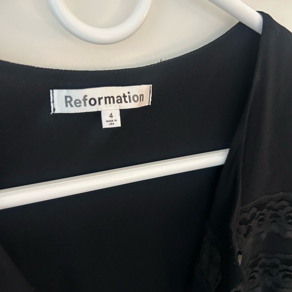 Reformation Black Midi Dress with Lace Details - Picture 5 of 9